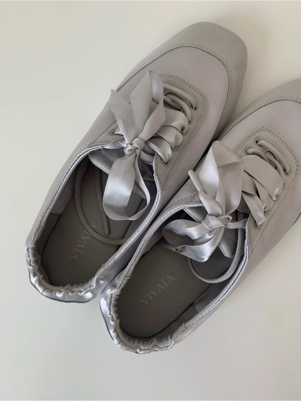 VIVAIA Square-Toe Lace-Up Satin Sneakerina (Cristina)
